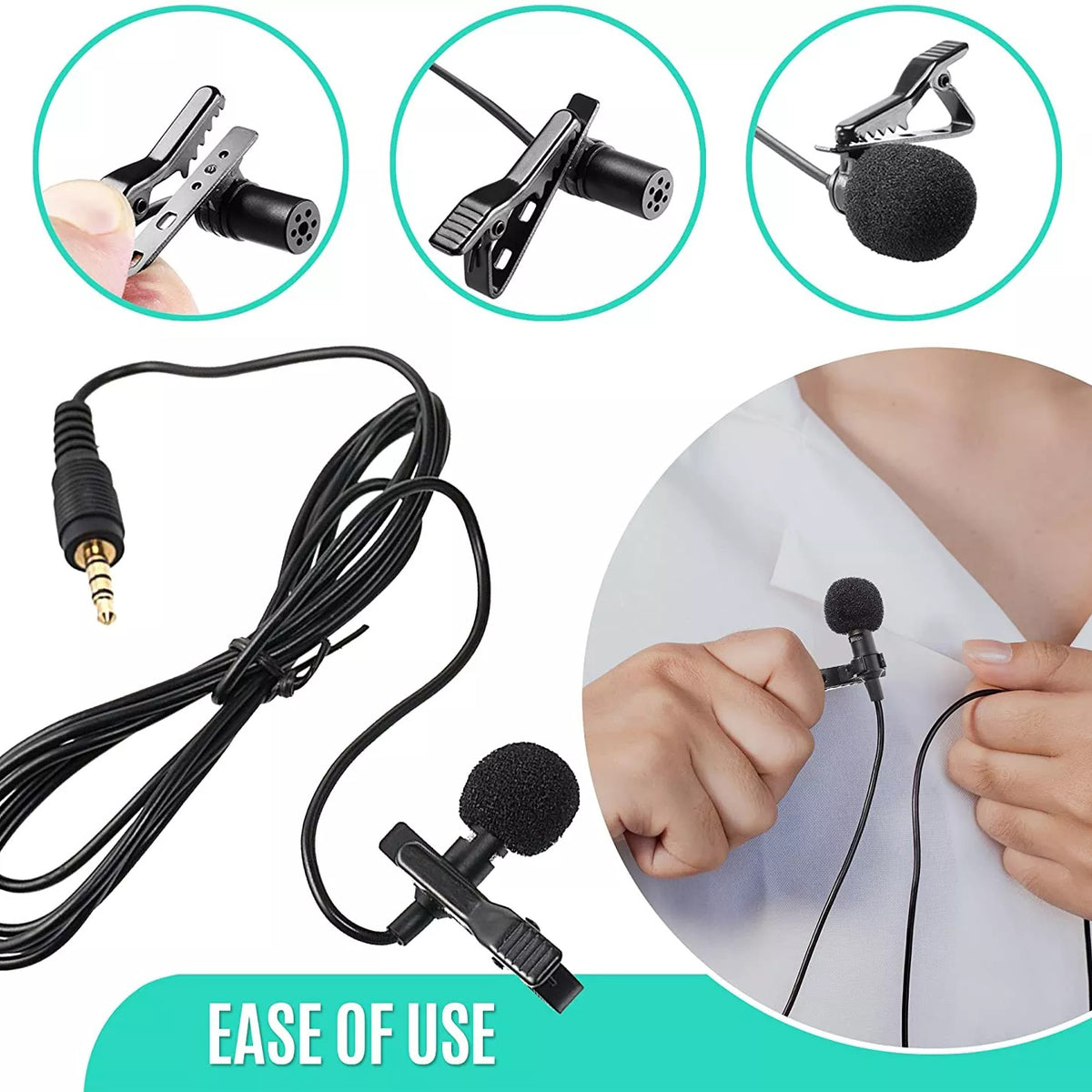 Professional Lavalier Microphone for TikTok & Blogging – Clip-On Wired Mic