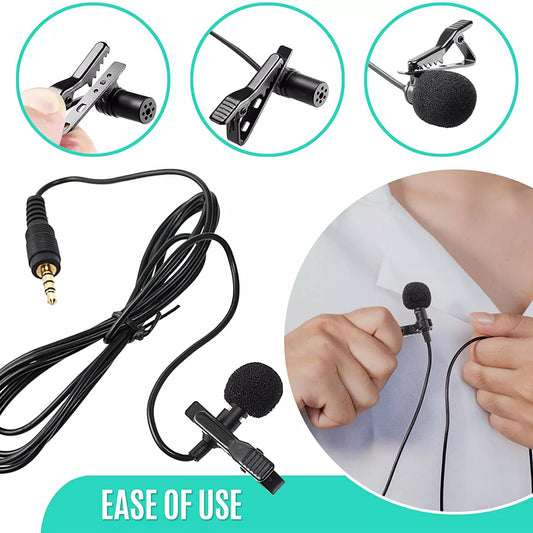 Professional Lavalier Microphone for TikTok & Blogging – Clip-On Wired Mic